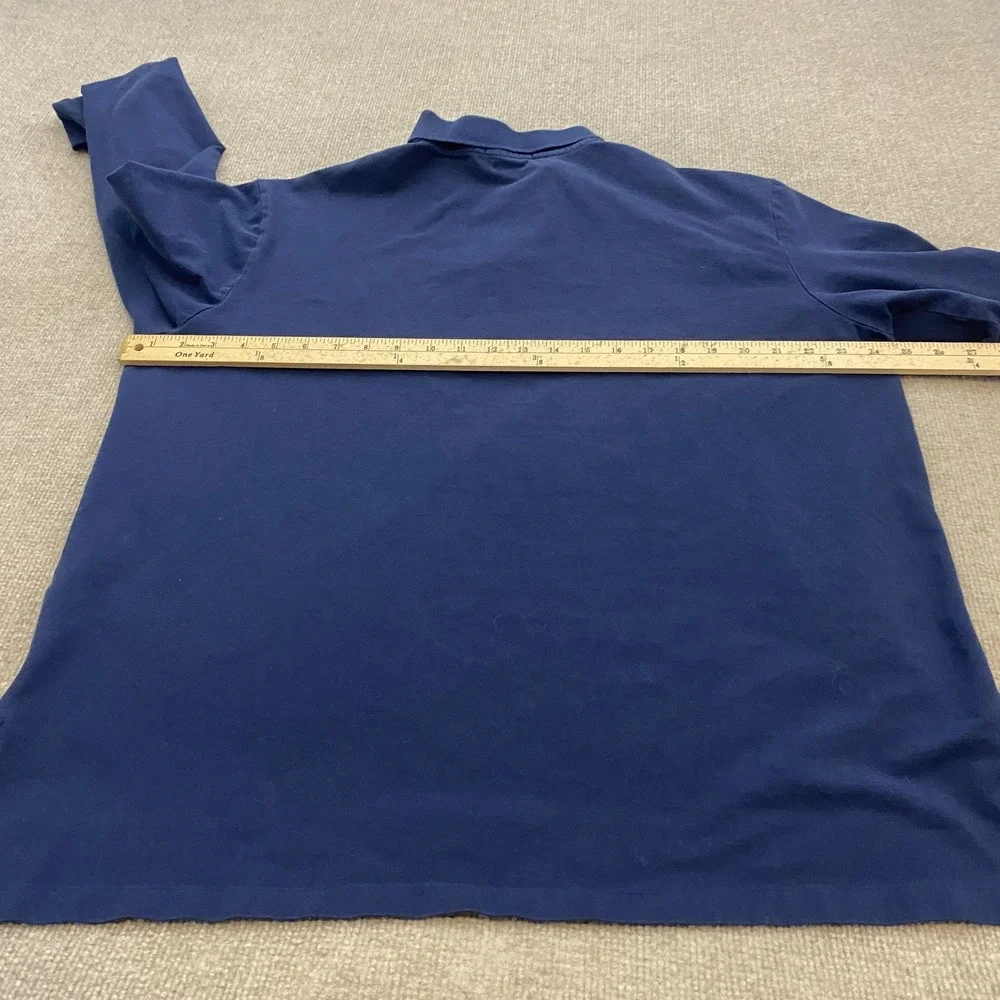 VTG Polo Ralph Lauren Rugby Polo Shirt Men 2XL Blue Long Sleeve Pima Stretch 90s